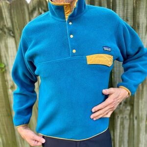 PATAGONIA—Synchilla Snap-T Fleece Pullover—Men's Medium—High Neck—VG—Turquoise